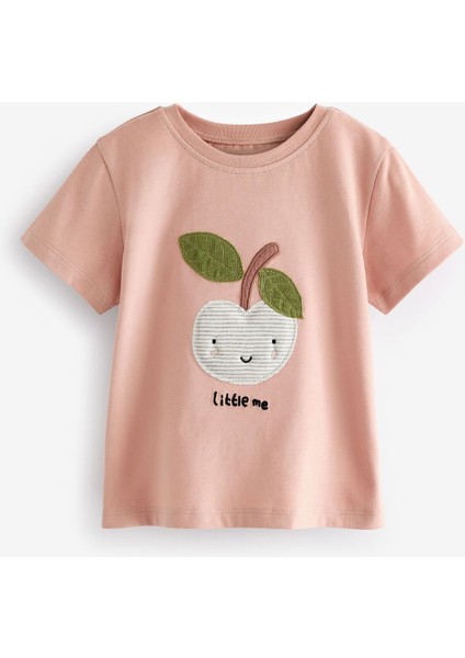 % 100 Pamuklu Kısa Kollu Elma Desenli 3’lü Tshirt Set modelleri