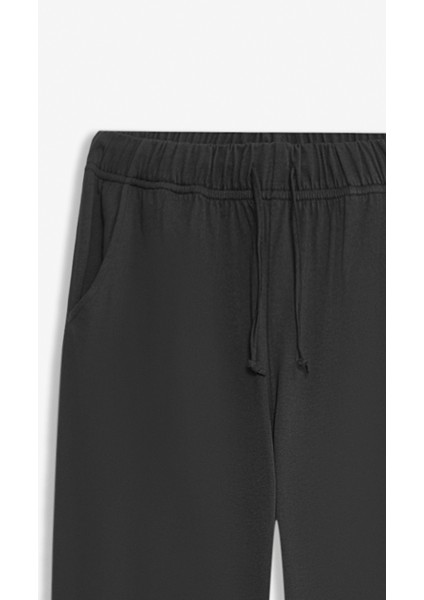 %100 Pamuk Premium Kumaş Erkek Pijama Altı Relax Fit Beli Ipli Cepli Lastikli Terletmez Esnek Antrasit Rahat Kesim Nefes Alan Regular Eşofman