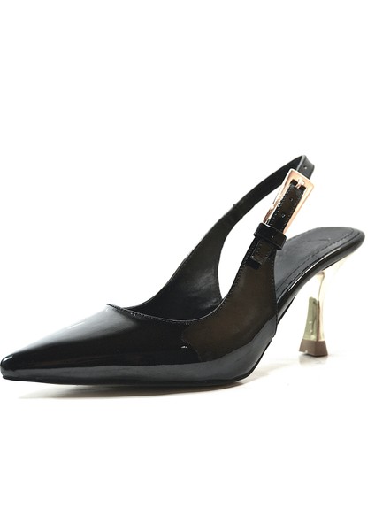 151.443BY25 Siyah Rugan Abiye Kadın Stiletto Ayakkabı