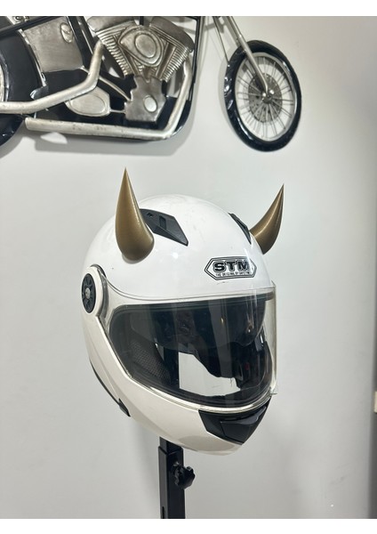 Motor & Motosiklet 3D Baskı Kask Dış Aksesuar Gold Şeytan Boynuzu fırsatları