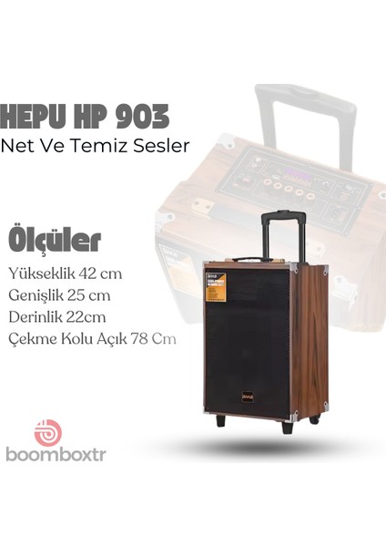 HEPU-903 Mikrofonlu Profesyonel Bluetooth Parti Hoparlörü Kablosuz 8 Inc Woofer Ultra Bass modelleri