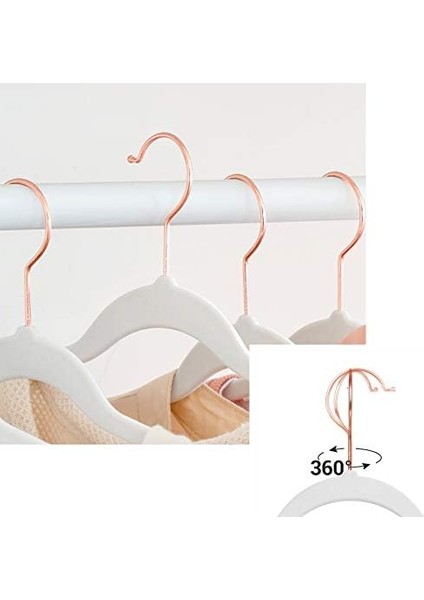 Kancalar, Beyaz Pembe Altın 360° Döndürülebilen Taşıma Kapasitesi, Ince, Iyi Elbise Askısı, Yüzey, Takım Askıları, Kaymaz Takım, Ceket Askıları, 20 Li Kadife Elbise Yeni