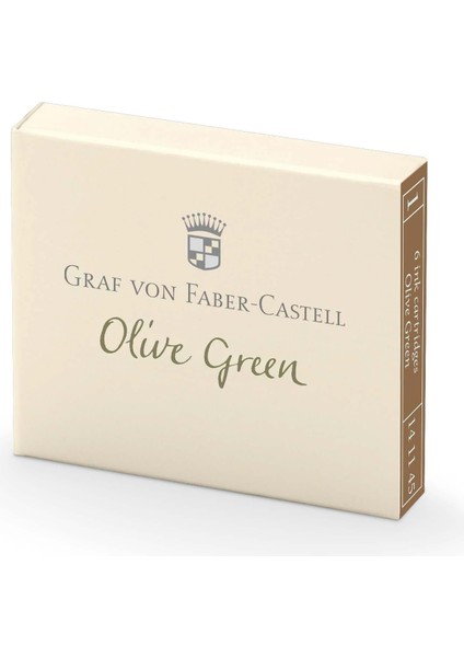 Uludagstore7 Von Faber-Castell Dolma Kalem Kartuşu 6 Lı Zeytin Yeşili