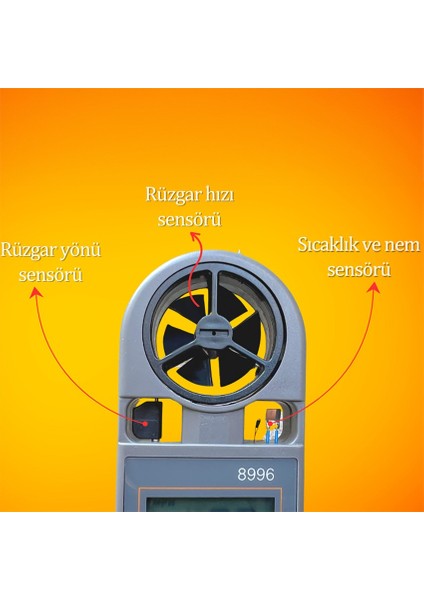 Az 8996 Profesyonel Mini Rüzgar Hızı Ölçer | Çoklu Özellikli