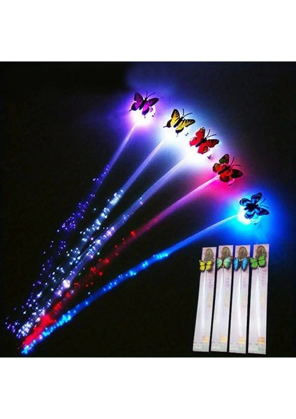 LED Fiber Optik Işıklı Kelebek Saç Klipsi 1 Adet