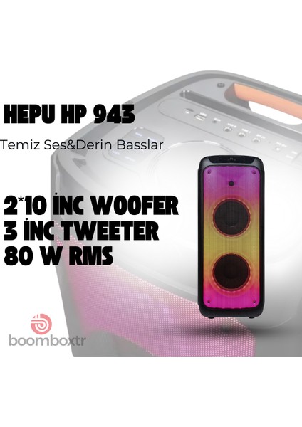 943 Profesyonel Taşınabilir Bluetooth Hoparlör 25CM*2 Subwoofer