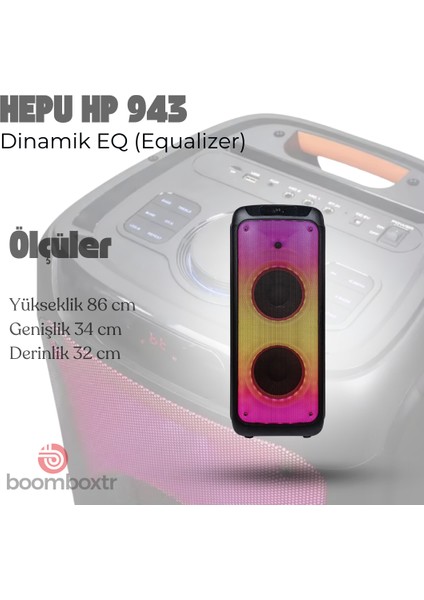 943 Profesyonel Taşınabilir Bluetooth Hoparlör 25CM*2 Subwoofer