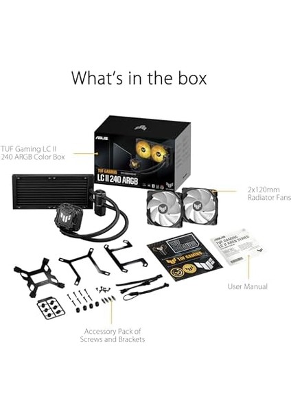 Tuf Gamıng Lc Iı 240 Argb Aıo Aura Sync 120MM Adreslenebilir Rgb Fan Ncvm Kaplamalı Rgb Pompa Kapağı Sıvı Cpu Soğutucusu