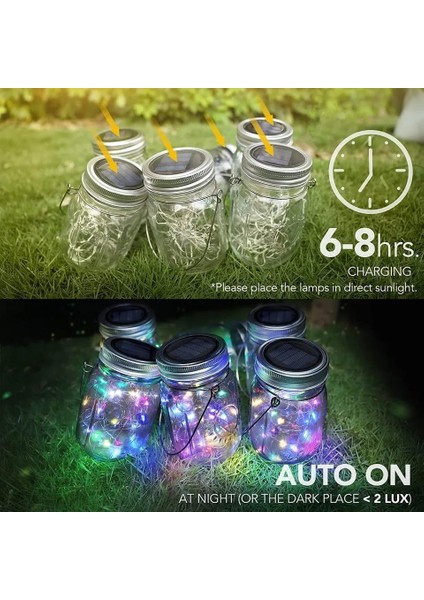 Solar Technology Güneş Enerjili 3W Rgb Çok Renkli Kavanoz Peri Led Asma Aparatlı 20 Led Bahçe, Ağaç, Balkon, Güverte, Yazlık, Veranda, Havuz Kenarı Aydınlatması Su Geçirmez modelleri