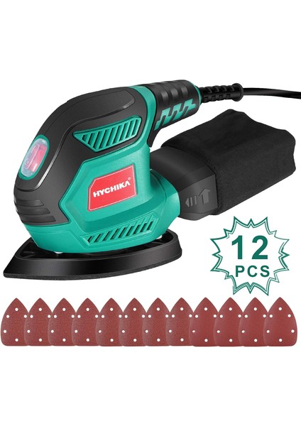 - Better Tools For Better Lıfe Döner Zımpara Makinesi, 200 W, 14000 Devir/dakika, Üçgen Zımpara, Titreşimli, 12 Zımpara Kağıdı ve Toz Toplayıcı, Dar ve Dar Odalar Için Ideal