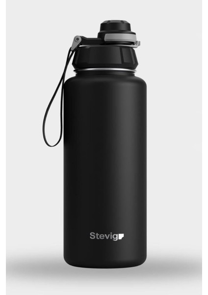 1 Hand Leak-Proof Sızdırmaz Çelik Termos 1000 ml Black ST-210