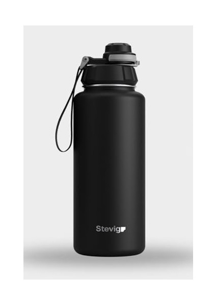 1 Hand Leak-Proof Sızdırmaz Çelik Termos 1000 ml Black ST-210