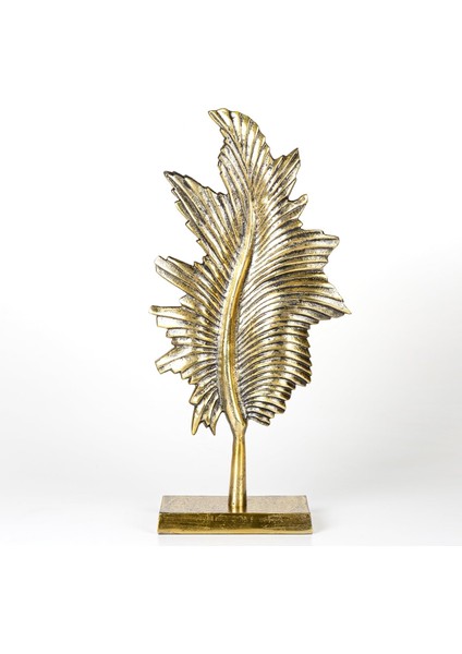 Dekoratif Metal Kaideli Yaprak Gold Eskitme 23 x 48 x 9,5 cm .