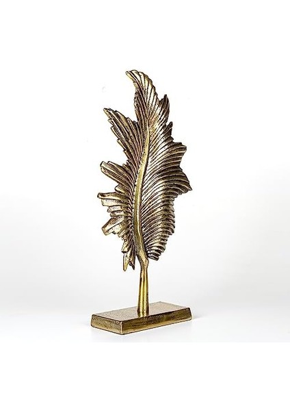 Dekoratif Metal Kaideli Yaprak Gold Eskitme 23 x 48 x 9,5 cm .