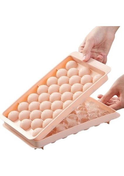 - 33 Hazne Mavi ve Pembe Renklerde Premium Plastik Buz Kalıbı Yeniden Kullanılabilir Küresel Buz Tray Kokteyller ve Soğuk Içecekler Için Ideal (Normal, Adet, 1)