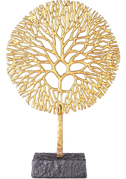 Metal Dekor Ağaç Figürlü Gold-Siyah 16 x 10,5 x 53 cm .