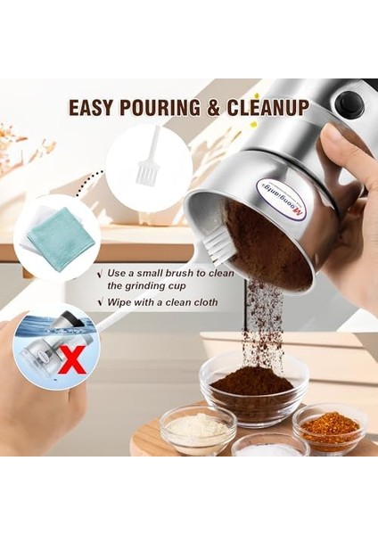 - Mini Baharat Kahve Öğütücü Elektrikli 10S Hızlı Öğütücü Çok Işlevli Parçalama Makinesi Kuru Tahıl Değirmeni Baharat Tohumları Pirinç Çekirdeği Çeşniler Için (Gümüş, 110V) modelleri