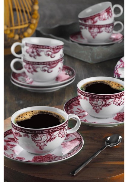 - Porselen Zeugma 6 Kişilik 12 Parça Çay Fincan Takımı, 220 ml