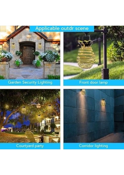 Solar Güneş Enerjili, 30 LED Ananas Bahçe Lambası, IP66 Su Geçirmez, Bahçe, Teras, Veranda, Yol, Ev, Balkon, Çit Aydınlatması, Asılabilir Peri LED Solar Bahçe Aydınlatması