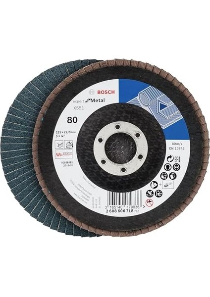 Professional 3 Adet Flap Disk Seti X551 Expert For Metal Çelik ve Paslanmaz Çelik Taşlama Için, Açılı, 125 Mm, Kum Kalınlığı 40/60/80, Küçük Avuç Taşlama Makineleri Için Uygundur