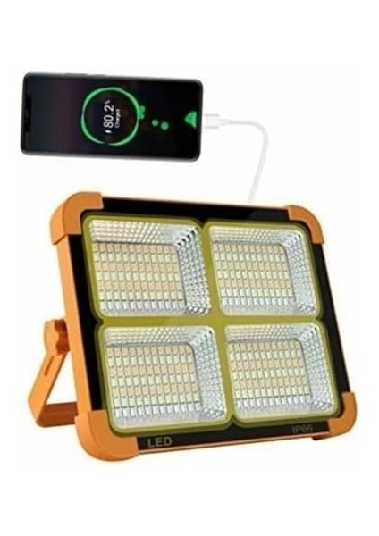 Portatif Solar LED Projektör 200W Güneş Enerjili Seyyar LED Işık Taşınabilir Kamp Bahçe Sokak Aydınlatması
