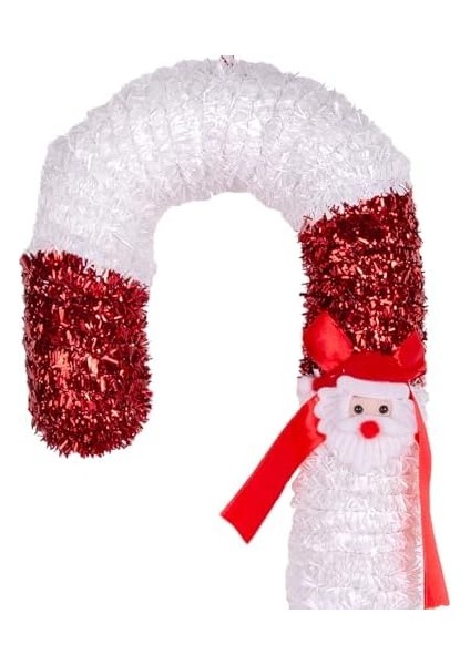 Yılbaşı Ağaç Süsü Noel Baba Figürlü Baston Kırmızı-Beyaz 19 x 52 cm .