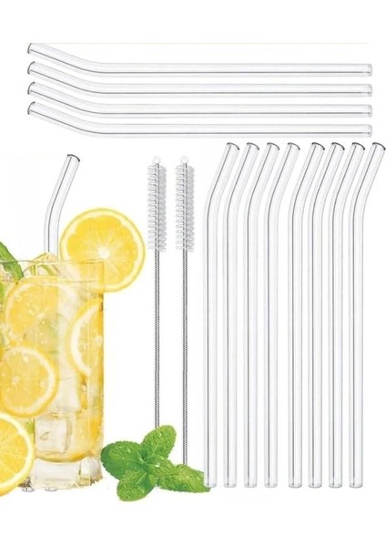 - 14 Parça Cam Pipet Seti 12 Adet Cam Pipet 2 Adet Pipet Temizleme Fırçası Hediyeli Isıya Darbelere Dayanıklı Pipet Seti