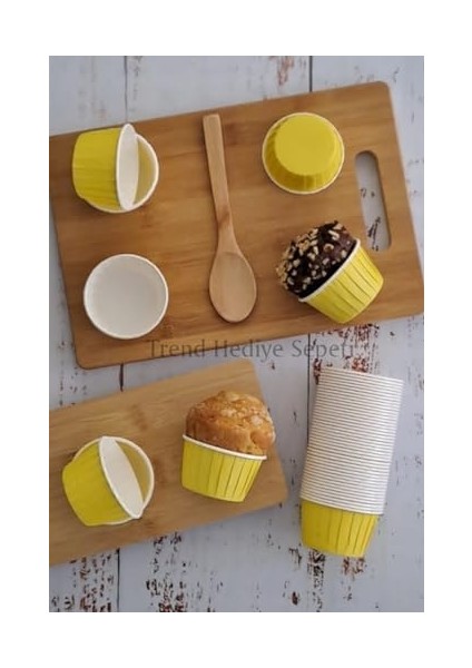 - Hediye Sepeti 50'li Sarı Muffin Kek Kalıbı, Kek Kapsülü Cupcake Kalıbı, Airfryer Uyumlu