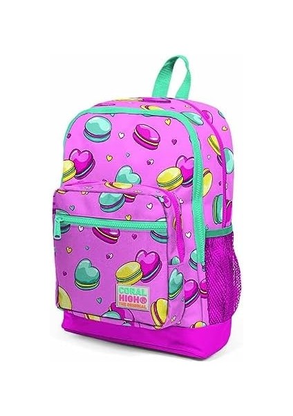 - High Kids Açık Pembe Makaron Desenli Dört Bölmeli Okul Sırt Çantası 23462 fiyatları