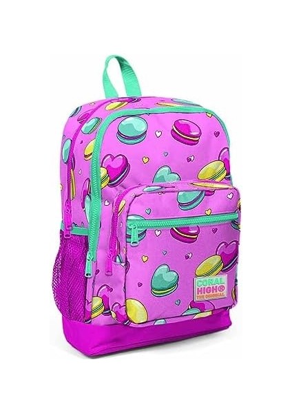 - High Kids Açık Pembe Makaron Desenli Dört Bölmeli Okul Sırt Çantası 23462 modelleri