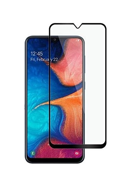 Samsung Galaxy A20E Tam Kaplayan Temperli Cam Ekran Koruyucu Siyah