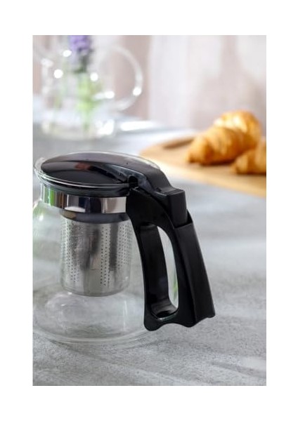 - Home Isıya Dayanıklı Borosilikat Cam Demlik, Kendinden Süzgeçli, Şık Tasarım (900 Ml)