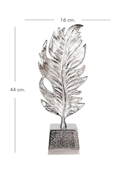 Metal Dekor Yaprak Gümüş 16 x 10 x 44 cm .