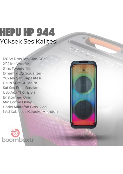 944 Profesyonel Taşınabilir Bluetooth Hoparlör 30CM*2 Subwoofer