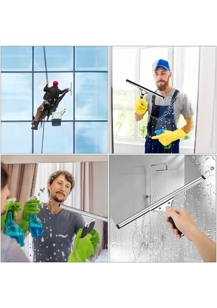 Profesyonel Cam Sileceği, Paslanmaz Çelik, Kauçuk Dudaklı, Duş Çekçeki, Siyah, Duş, Banyo, Ayna, Cam Temizliği, Fayans, Pencere Temizliği, Duş Çekçeki, Pencere Temizleyici Için, 30 cm modelleri