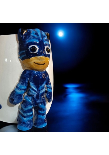 3D Kabartma El Emeği Göz Nuru Pijamaskeliler Pjmasks Seramik Kupa Bardak 400 Ml Hediye Paketi Yapılabilir