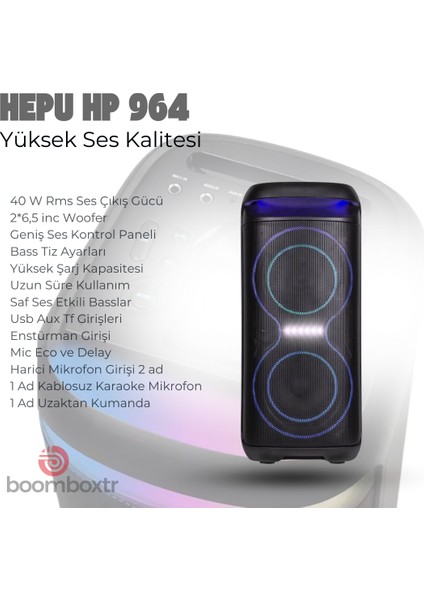 Hp 964 Taşınabilir Şarjlı 6.5 Inc *2 Rms 40 W Bluetooth Parti Hoparlörü