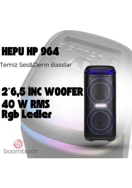 Hp 964 Taşınabilir Şarjlı 6.5 Inc *2 Rms 40 W Bluetooth Parti Hoparlörü