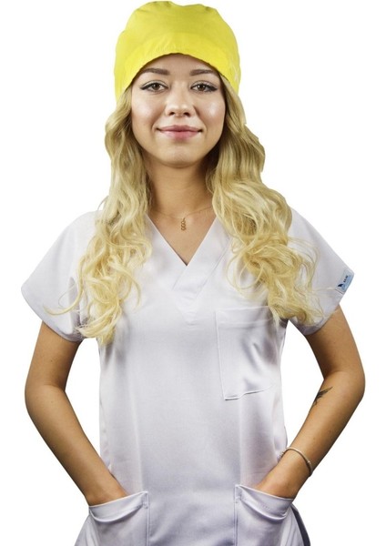 Düz Sarı Hemşire Cerrahi Bone Doktor Ameliyat Saç Bonesi fiyatları