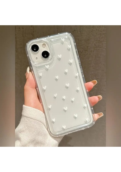 Şeffaf Kalpli iphone 13-14 Uyumlu Kılıf
