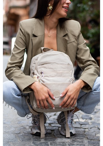Sanmorris Unisex Suya Dayanıklı Kumaş Çok Gözlü Laptop Bölmeli Orta Boy Seyahat ve Okul Çantası