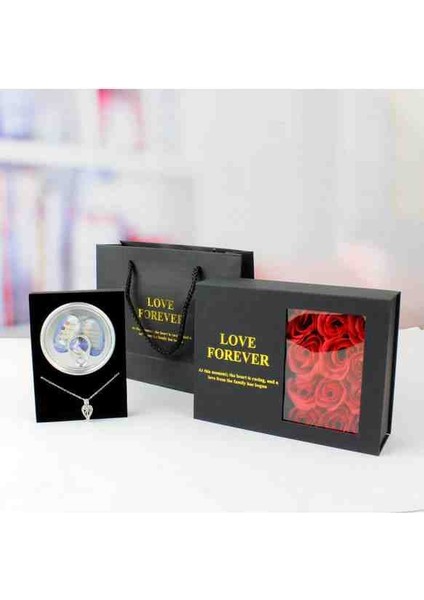 Gerçek Istiridye Inci Kolye - Güllü Çantalı Özel Kutu, Premium Diamond Hediye Paketi, Sürpriz Konsept Özel Seri
