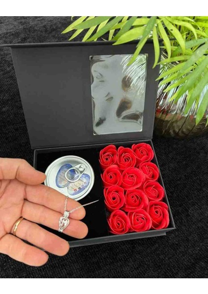 Gerçek Istiridye Inci Kolye - Güllü Çantalı Özel Kutu, Premium Diamond Hediye Paketi, Sürpriz Konsept Özel Seri modelleri