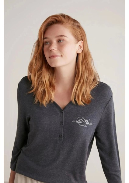 Nautıca W604 Kadın Patlı V Yaka Uzun Kollu Pijama Takımı fiyatları