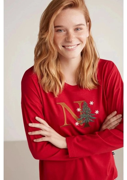 Nautıca W606 Kadın Uzun Kollu Ekoseli Pijama Takımı