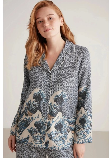 Nautıca W617 Kadın Uzun Kollu Önden Düğmeli Pijama Takımı
