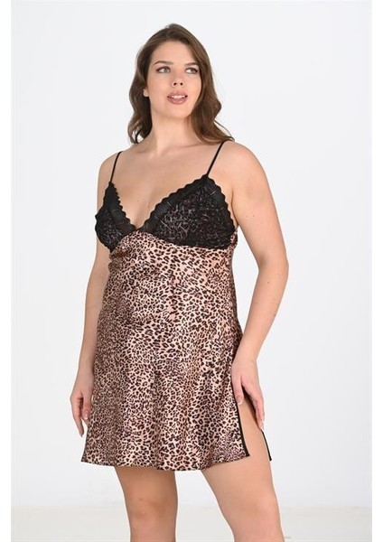 Büyük Beden 2li Leopar Sabahlık Takımı Bigsize 6203