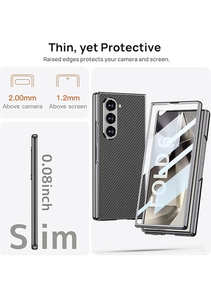Samsung Galaxy Z Fold 6 Uyumlu Kılıf Kamera Korumalı Arka Yüzeyi Karbon Fiber Tasarımlı Metal Kapak fiyatları