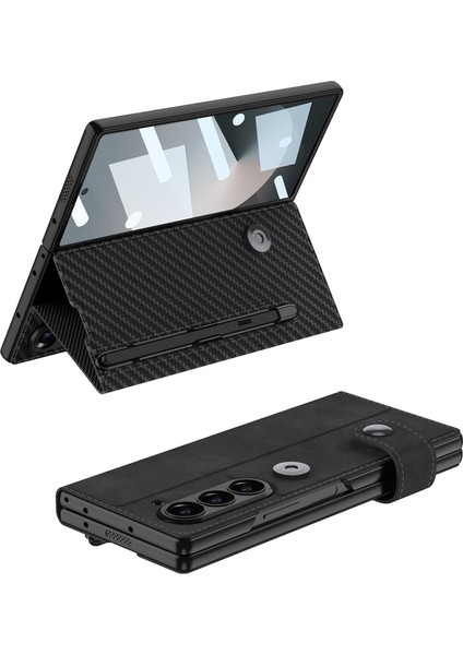 Samsung Galaxy Z Fold 6 Uyumlu Kılıf Kamera Korumalı Standlı Deri Dikişli Kalem Bölmeli Kapak modelleri