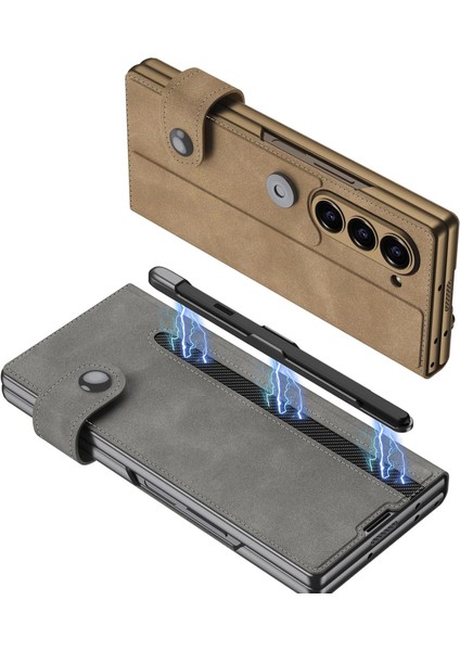 Samsung Galaxy Z Fold 6 Uyumlu Kılıf Kamera Korumalı Standlı Deri Dikişli Kalem Bölmeli Kapak fırsatları